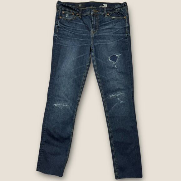 J.Crew Reid Slim Straight Distressed Raw Hem Jeans Women's Size 29 - Picture 2 of 8